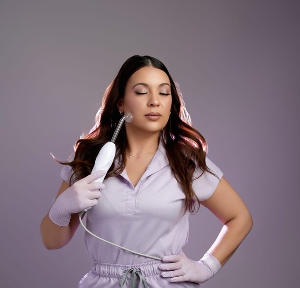 Professional skincare device used during facial service