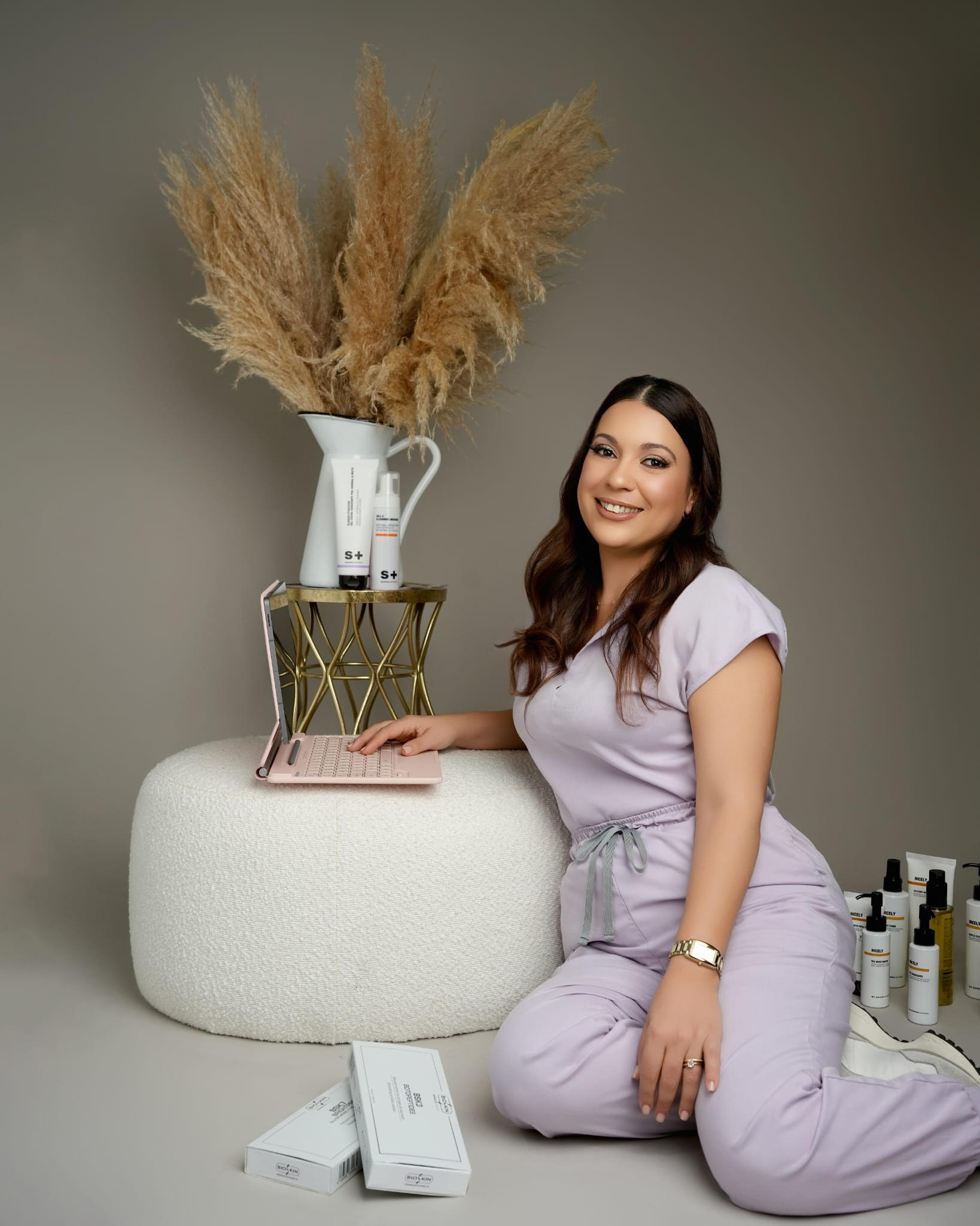 Gretel preparing professional skincare treatment